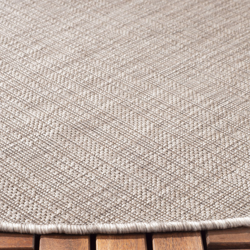 Arneshia Beige/Brown Indoor/Outdoor Area Rug, Round 6'7"