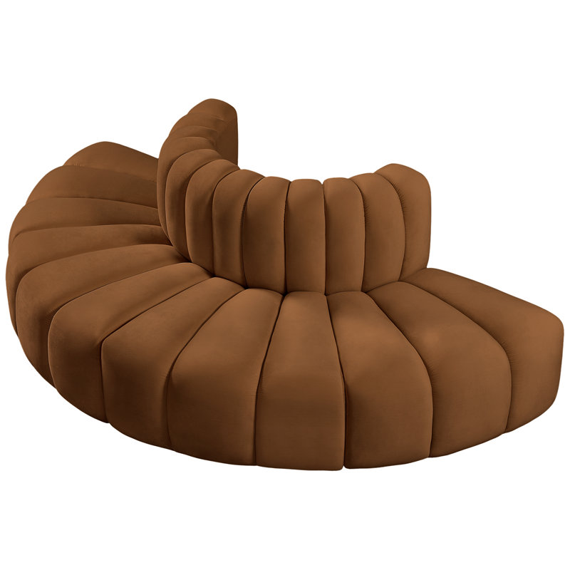 Iyleena Upholstered Curved Sectional Reversible, Saddle Velvet