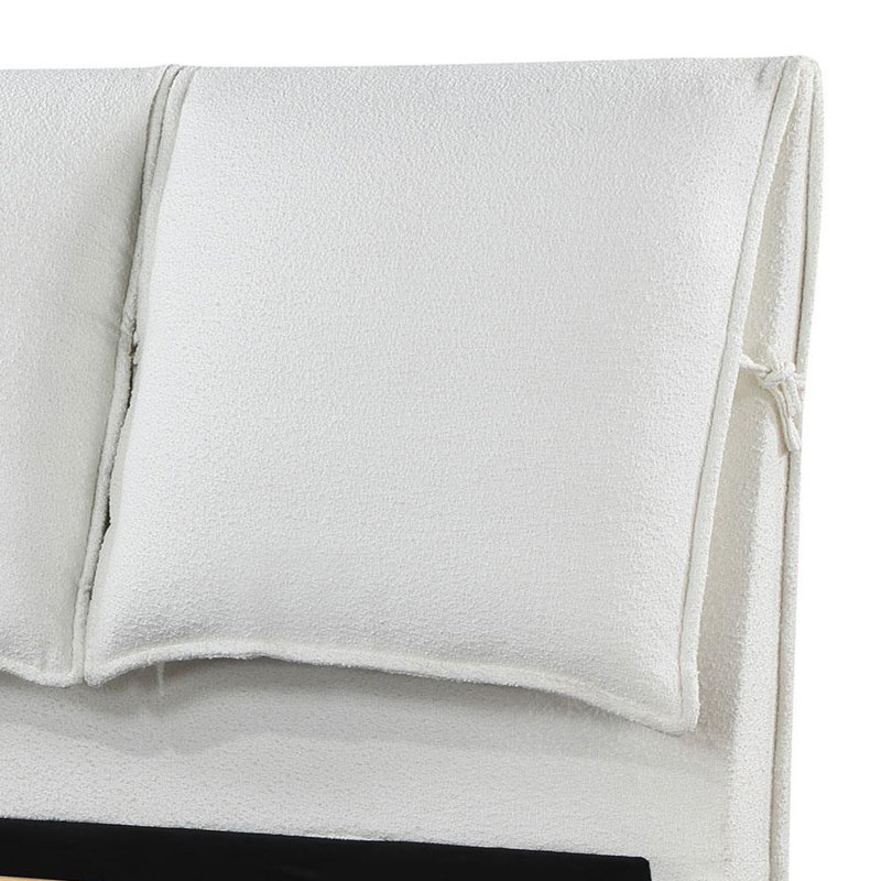 Upholstered Panel Bed, White, Queen