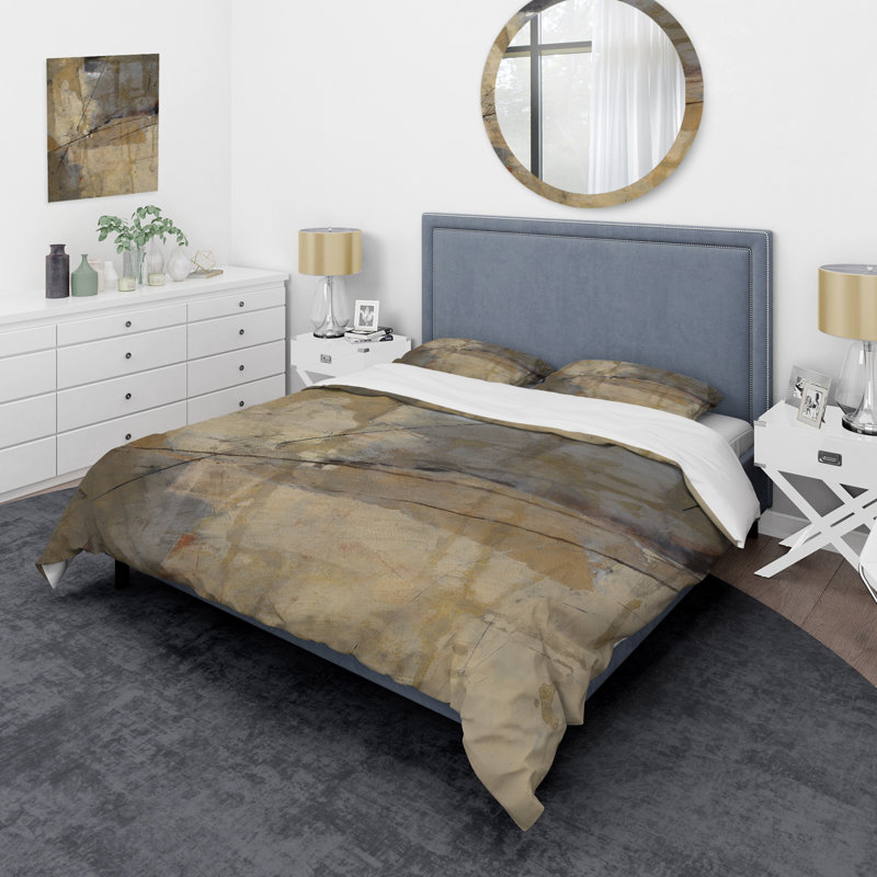 Ensemble de housse de couette Modern Glam Geometric Cream Block I - microfibre de polyester