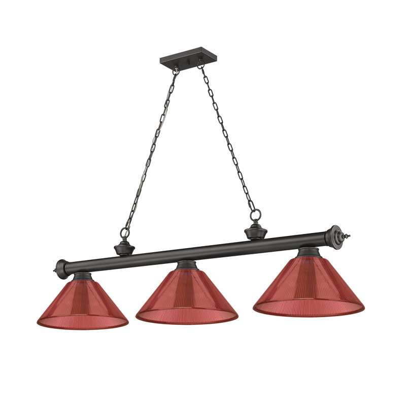 Annaleisa 3 - Light Pool Table Lights Pendant, Red, Brushed Nickel