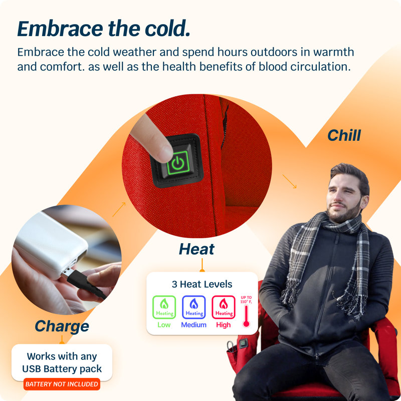 Alpcour Red Heated Reclining Waterproof Stadium Seat