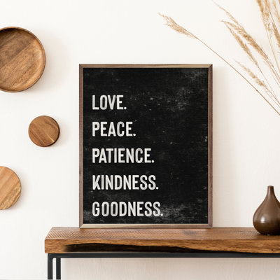 Love Peace Patience Kindness Goodness - noir