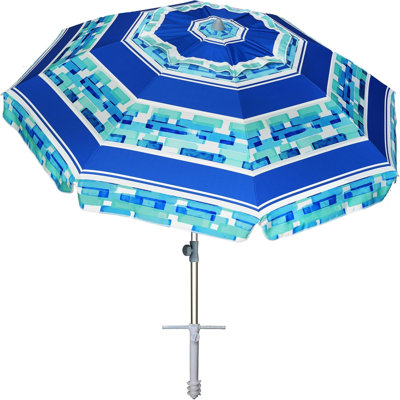 Parasol portatif résistant au vent avec ancre de sable, hauteur réglable avec mât en aluminium inclinable, sac de transport portatif de protection UV 50+ pour patio, jardin, plage, piscine, cour