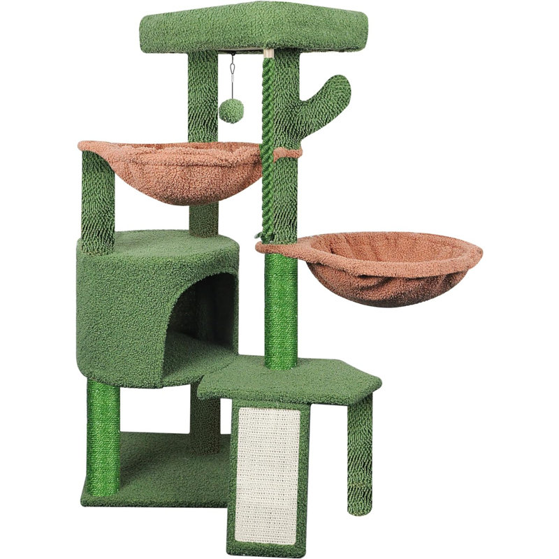 Arbre à chat à trois couches avec patin à griffes et deux hamacs,…