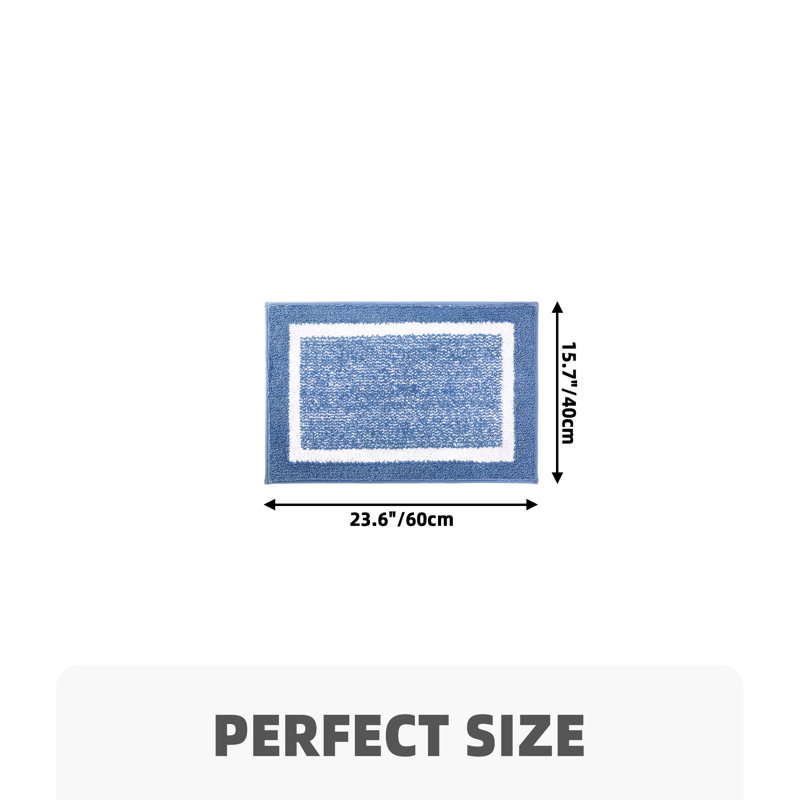 Tapis pour salle de bain Ayleigh, Simple - L 24 po x l 16 po, Bleu pâle