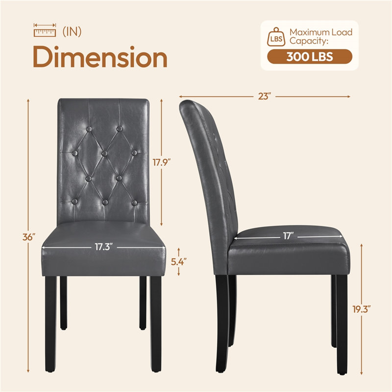 Clintock Tufted Upholstered Dining Chair, Gray