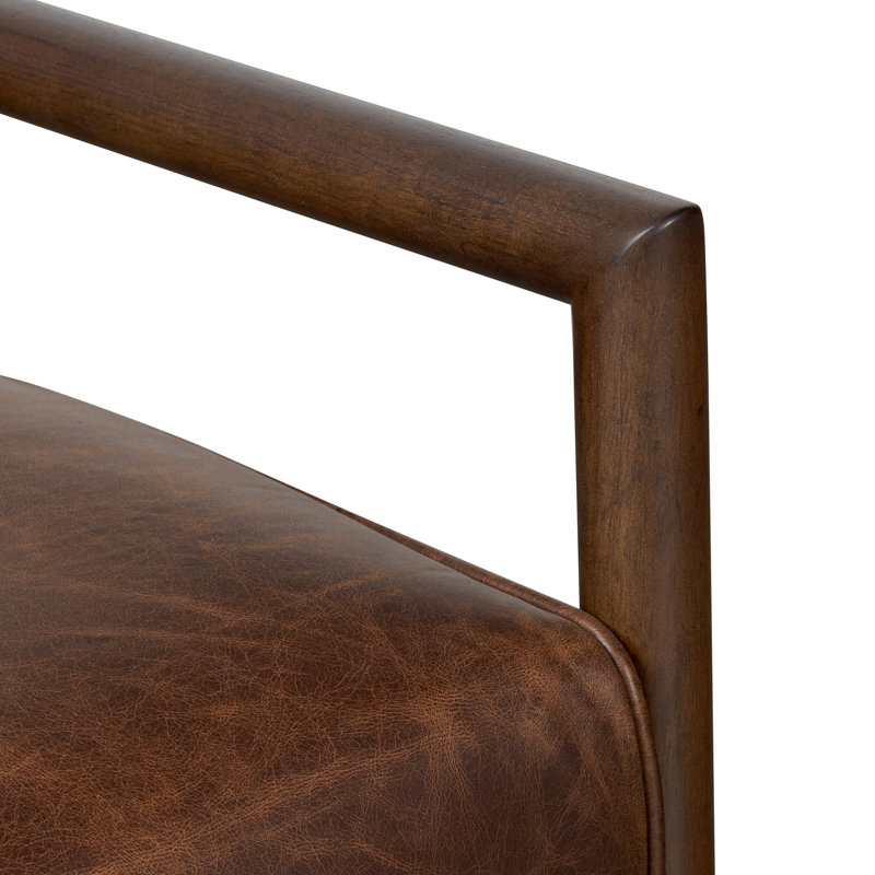 Fauteuil Elmire, Cuir véritable brun chocolat