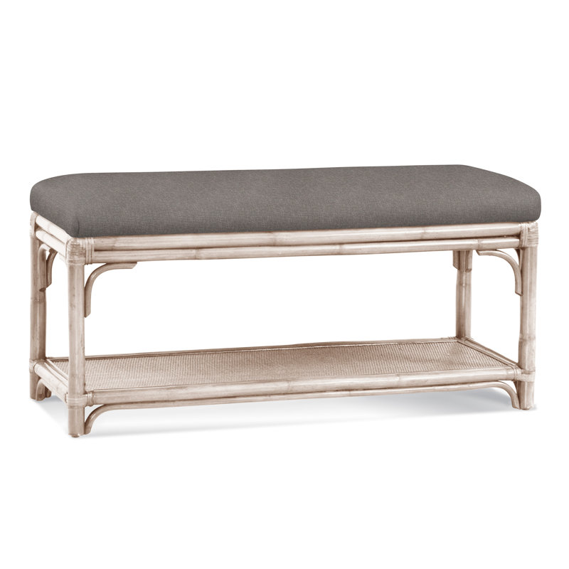 Banc de rangement en osier Summer Retreat, Bisque, Performance blanc sucre; 0863-91