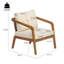 Fauteuil club d'extérieur en bois d'acacia avec dossier en osier PE et structure résistante aux rayons UV, coussin crème