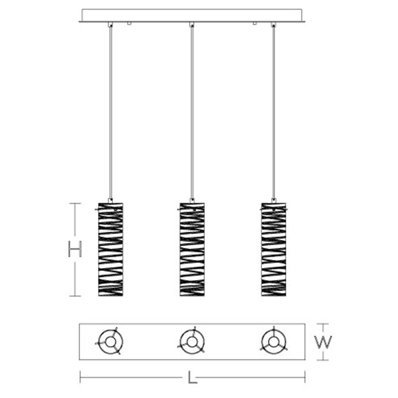 Luminaire suspendu linéaire à DEL 3 lumières Ehrlich - noir, Noir