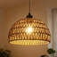 1 lumière Derica 13,78 po Luminaire suspendu en dôme tissé à brancher avec accents de corde style bohème, cordon de 14,76 pieds-93332384-125712339