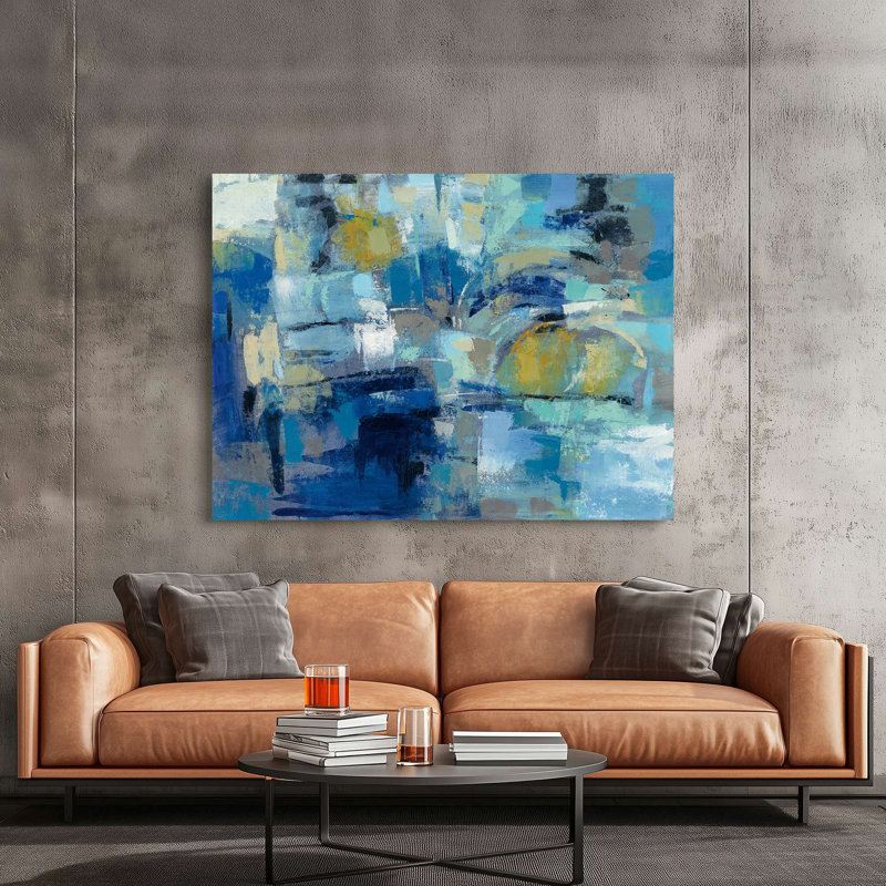 Abstract Ultramarine Waves by Silvia Vassileva - Wrapped Canvas Print, 70 cm H x 100 cm W