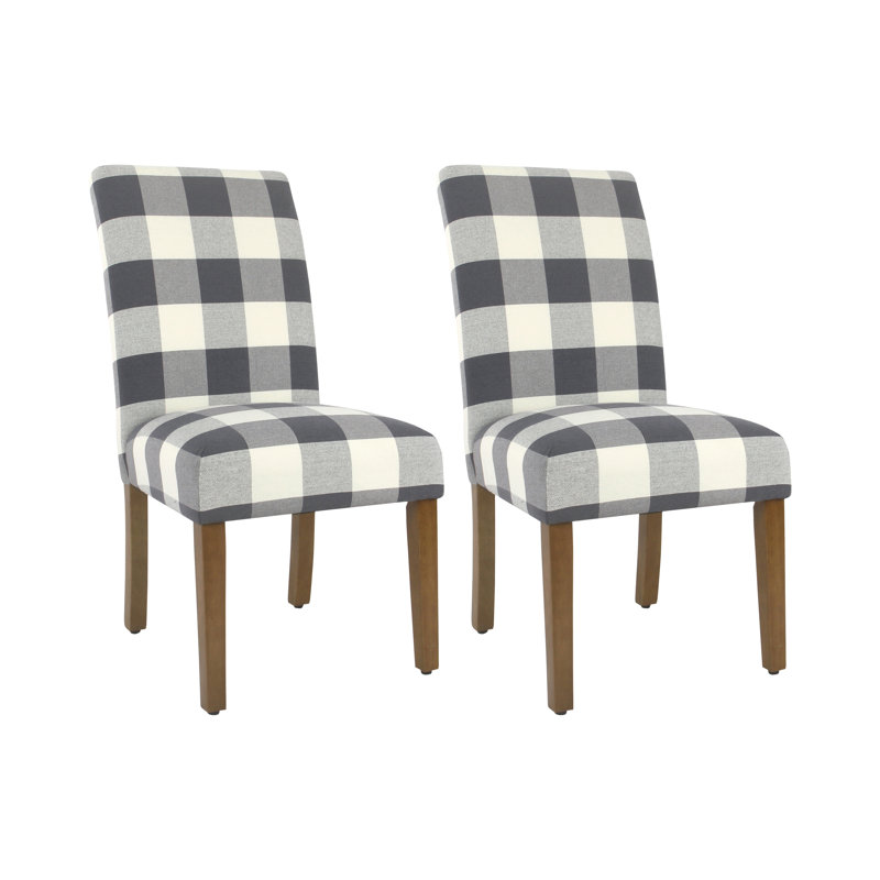 Iyanna 18.5' H Upholstered Dining Side Chair, Beige, À gros carreaux bleus