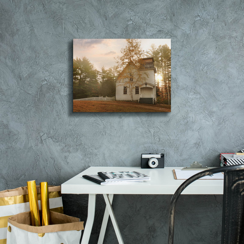 «Little White Church» par Lori Deiter, H 12 po x l 16 po x P 0,75 po