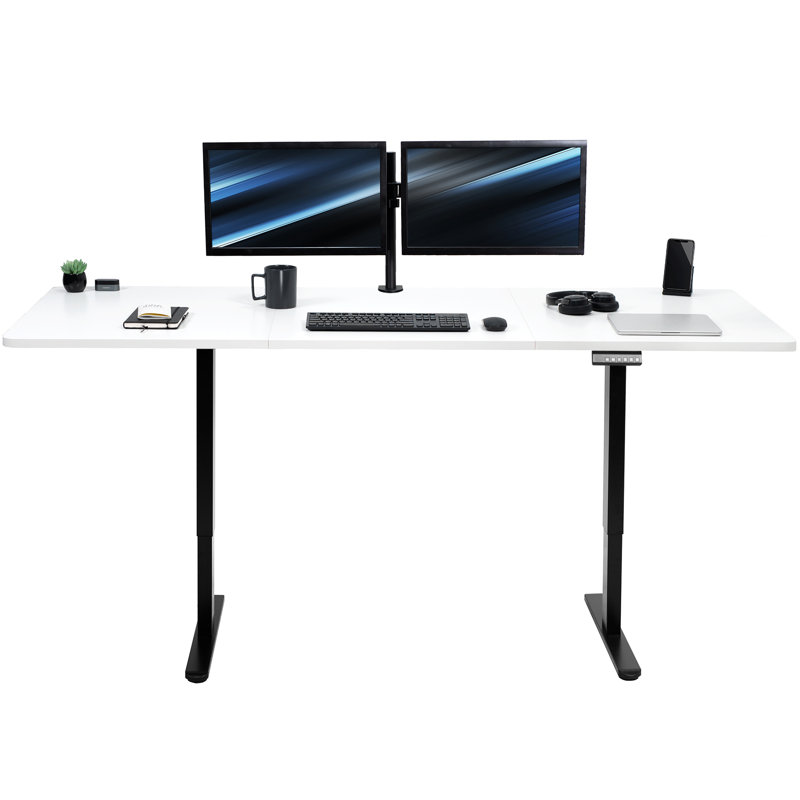 Bureau debout à deux moteurs Vivo Electric, L 82,7 po, Blanc, Noir