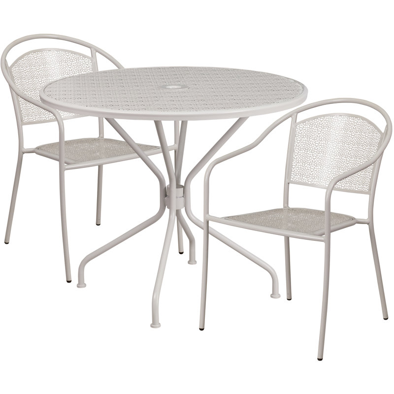 Round 2 - Person 35.25" Long Bistro Set, Light Gray