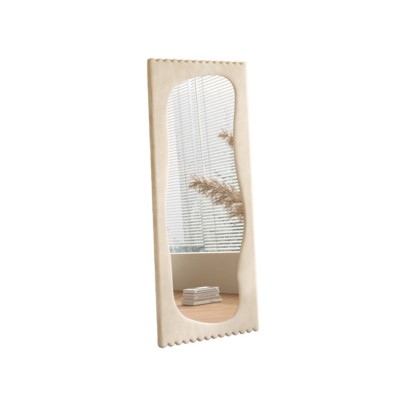 Rectangle Fabric Full Length Mirrors, Beige, 66.93" H x 23.62" W