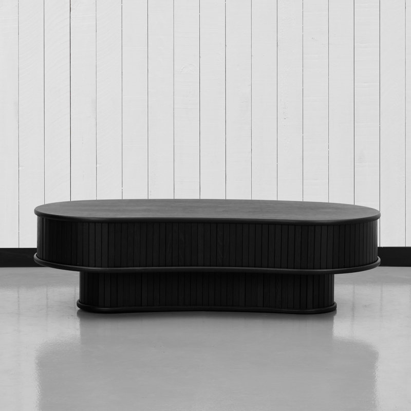 NTC RIPPLE DOU Coffee Table Modern Wooden Double-Layer Center Table, Vertical Groove Design, Stylish Living Room Decor, Minimalist Style for Home and Office, Easy Assembly