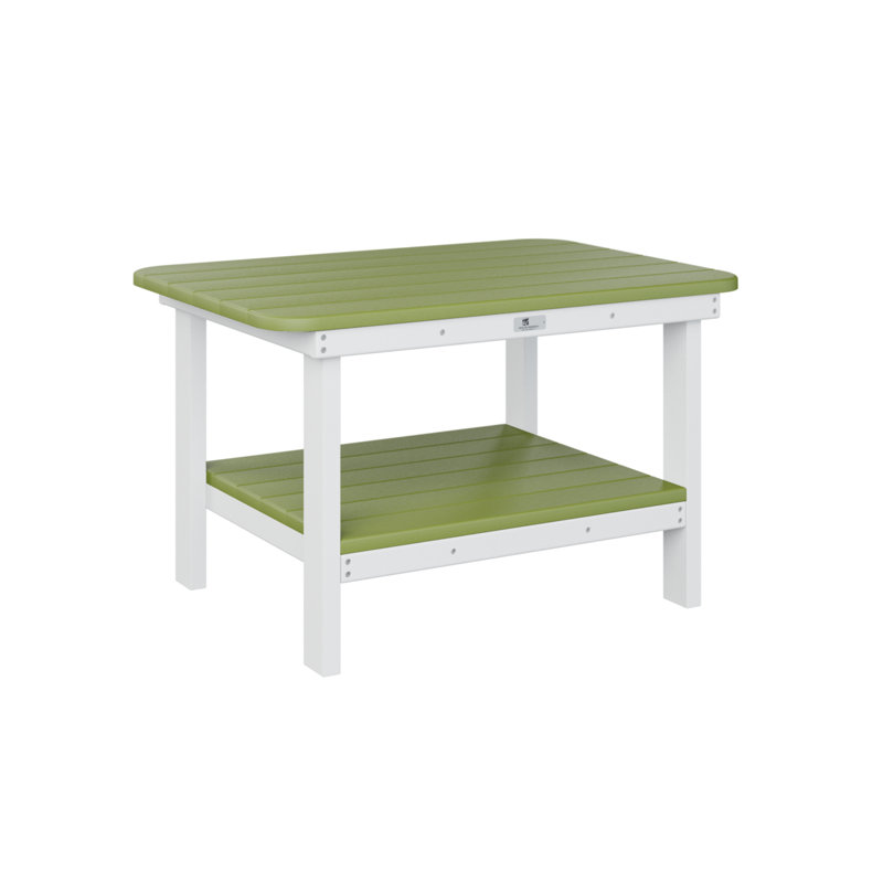 Berlin Gardens Regular With White Base Rectangle Table, 18" H x 29.5" W x 21" D, Kiwi Green