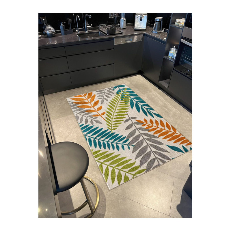 Tapis décoratif tissé multicolore en flocons de neige paille lavable à la machine