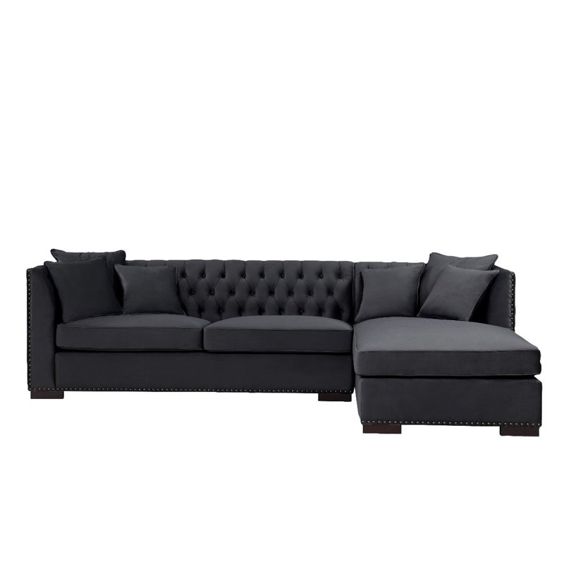 Melanie 4 Seater Velvet Corner Sofa , Black