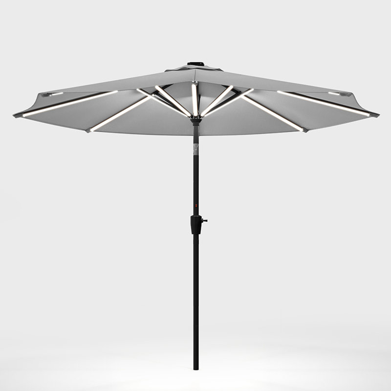 Aita 3m Traditional Parasol with LED Light, Light Grey