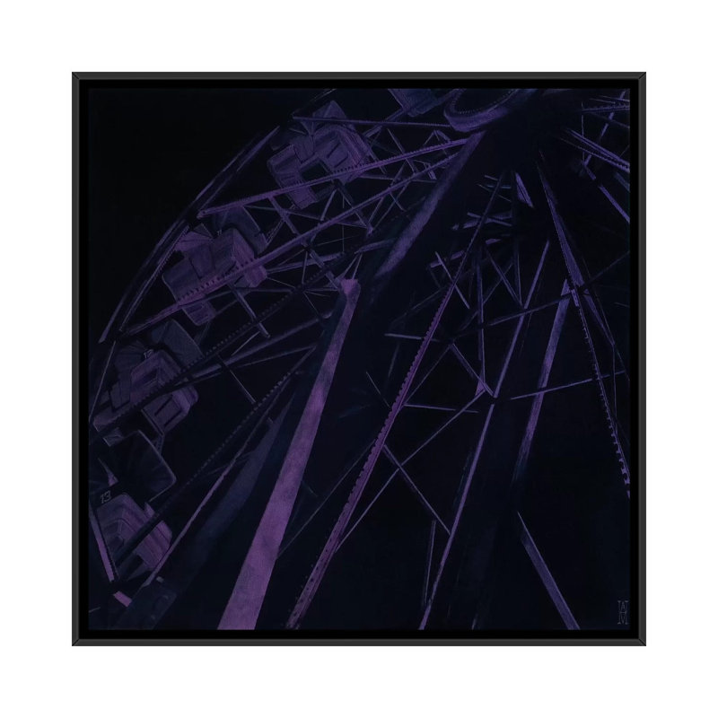 « fun forest night », impression sur toile tendue, H 18 po x l 18 po x P 1,5 po, Toile avec cadre noir, Pas de tapis