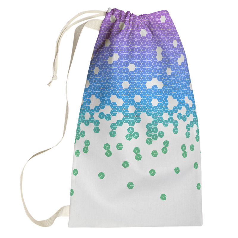 Leffel Fabric Laundry Bag with Handles, Small ( 64" H x 20" W x 1.5" D), Peacock