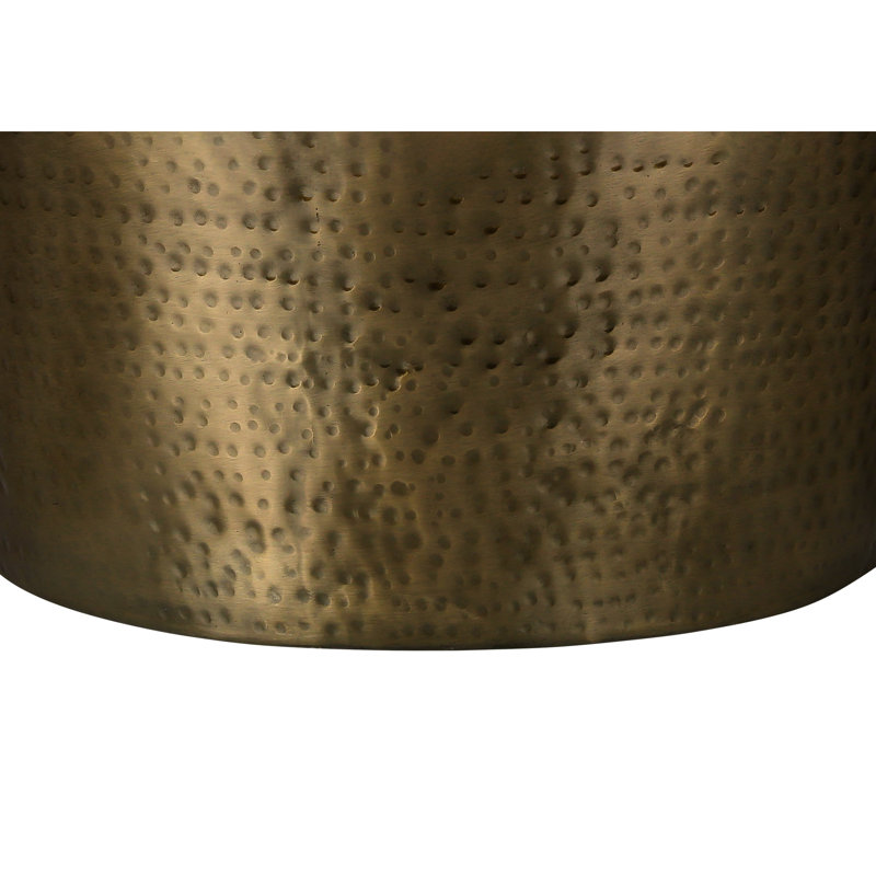 Élégante table d'appoint tambour en métal doré pour la chambre à coucher et le salon Table de chevet contemporaine avec un motif martelé