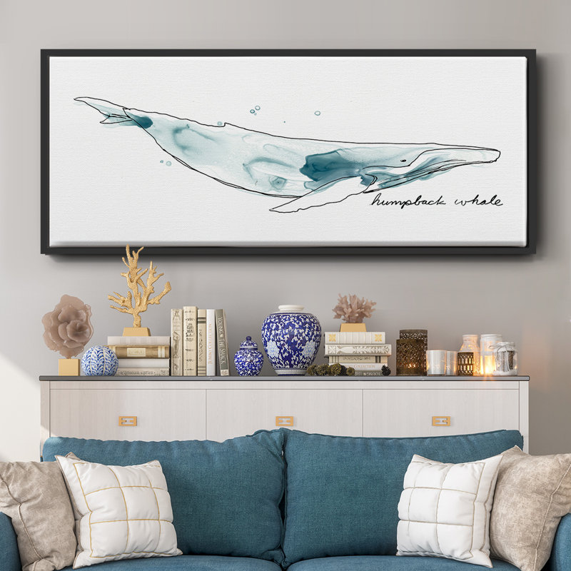 Whale II- Framed Canvas, 12" H x 30" W