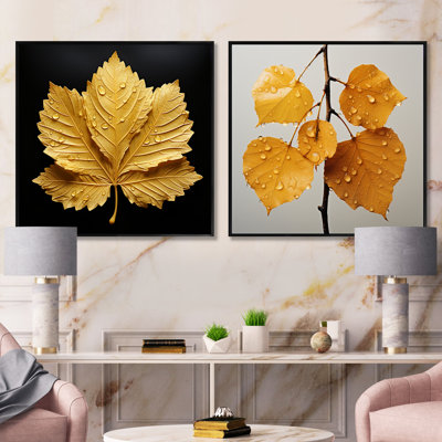 Harmony in Honey Folage - Ensemble de 2 feuilles carrées