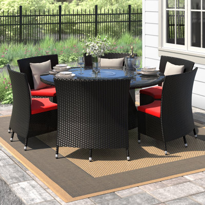 Camillei Round 6 - Person 62.99'' Long Dining Set with Cushions