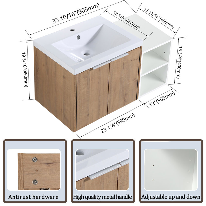Colville 36 " W Free Standing Wall Mounted 1 Single With Resin Top
