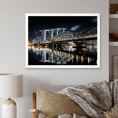 Singapour, beau, paysage urbain, noir, impression