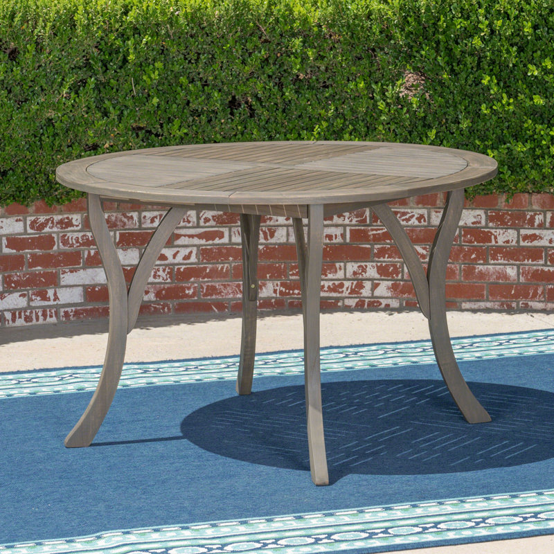 Table de patio en bois 46,19 po - Finition grise, élégante avec option