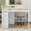 Lit mezzanine double avec bureau, garde-robe, tablettes et tiroirs-109354099