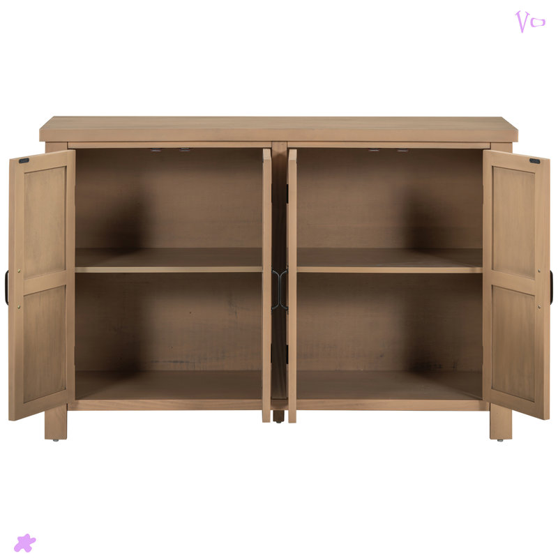Buffet de rangement 4 portes avec tablettes réglables pour le salon et le bureau, Bois