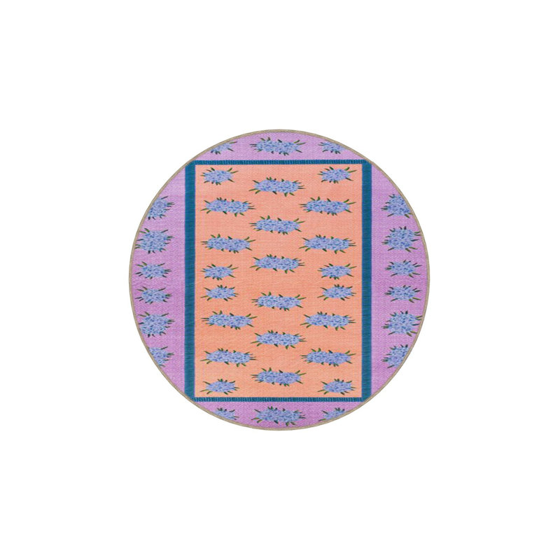 Tapis tissé brodé mauve à motif de feuilles mauves, Sous-tapis rectangulaire 5 pi 1 po x 7 pi 7 po inc