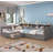 Twin Size Day Bed For 2, L- Shape Twin Size Bed Frame With Storage 3 Drawers, Wooden Corner Bed With Bookshelf, Corner Bed Frame For Bedroom, Living Room,Grey-2018786015
