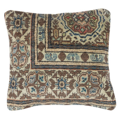 16"x16" Vintage Handmade Rug Cushion Cover. Turkish Wool Pillowcase. Decorative Throw Pillow Cover. Accent Pillow Cover