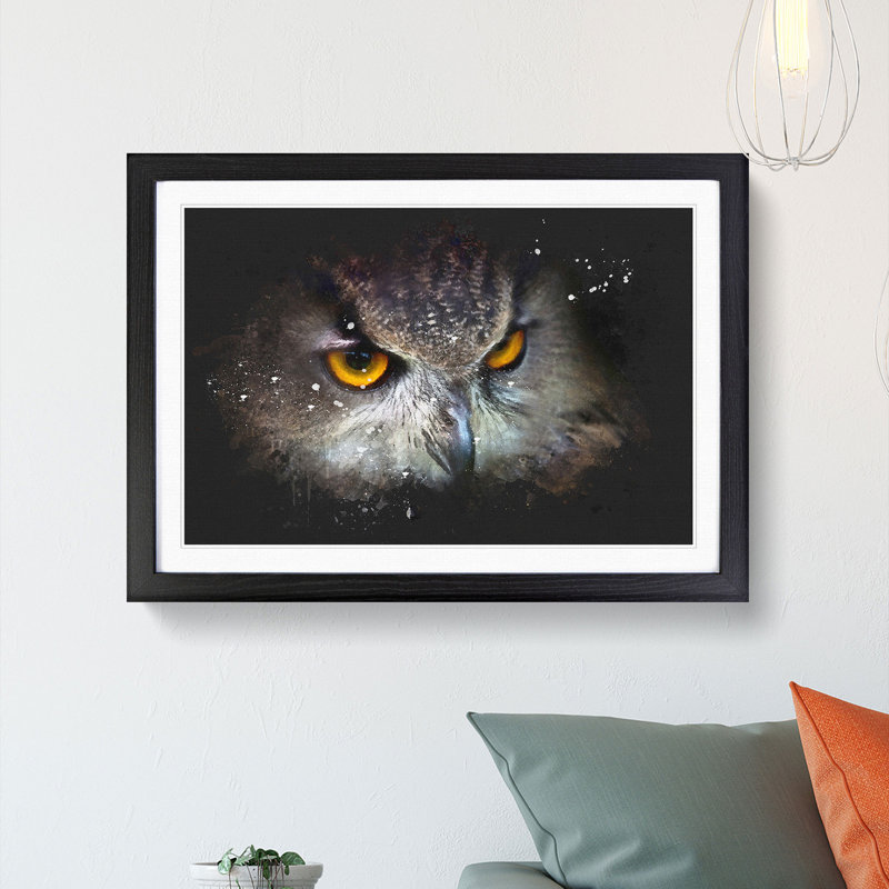 A Great Horned Owl - Picture Frame Graphic Art Print, Black Framed, 62cm H x 87cm W x 2cm D