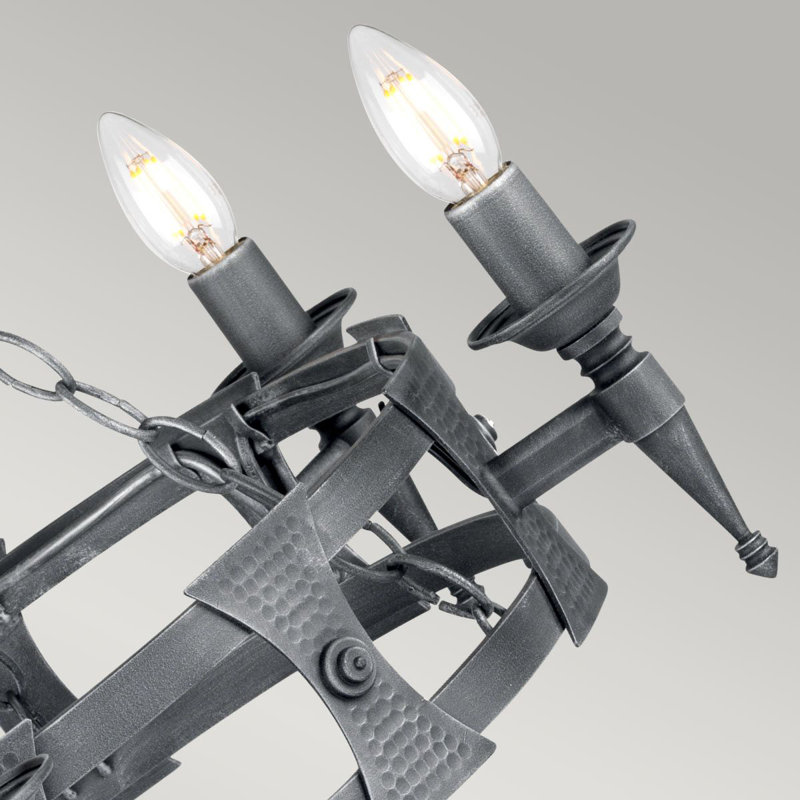 Voight 5 - Light Waggon Wheel Chandelier, Black/Silver