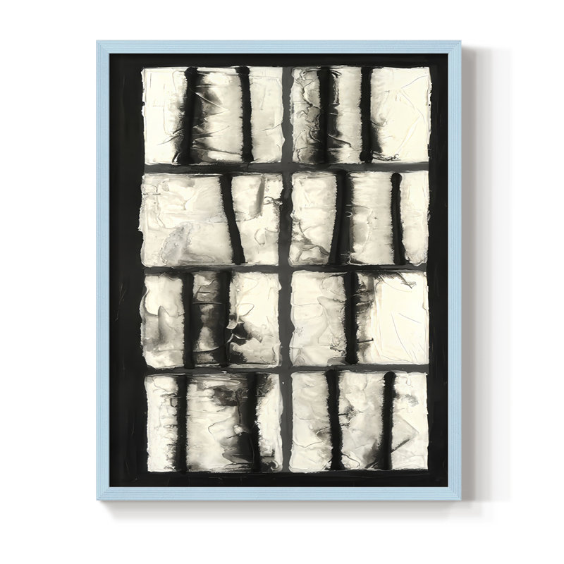 Reproduction encadrée linéaire d'entropie II - bois massif, H 15 po x l 12 po, Bleu