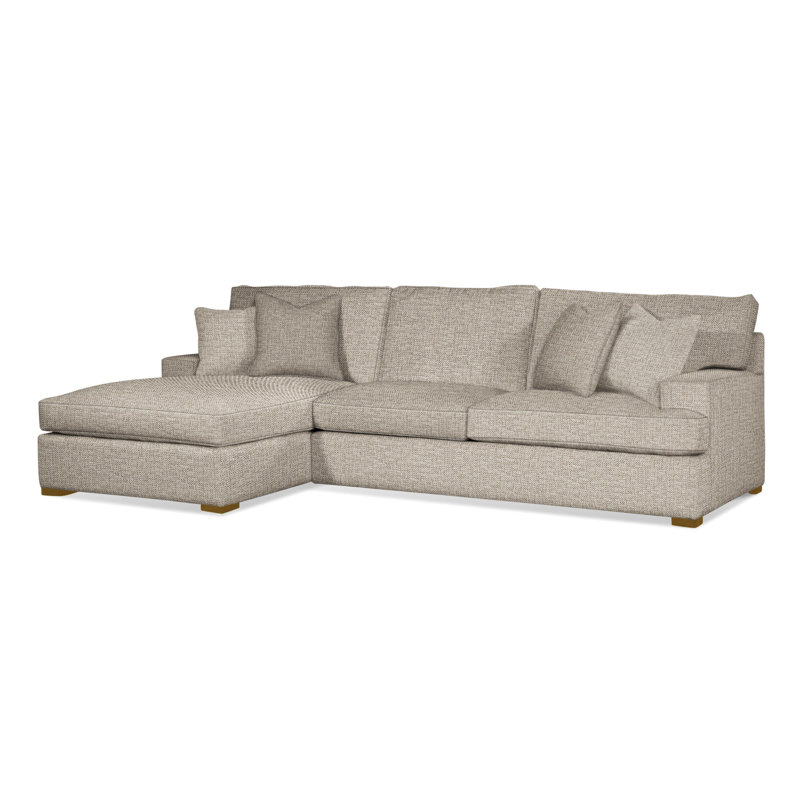 Cambria Upholstered Chaise Sectional, Blue Chenille/Velvet Solid; 0809-63, Havana Finish