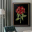 Fleurs cramoisies sur fond noir (A) II - Peinture sur toile encadrée-942681605