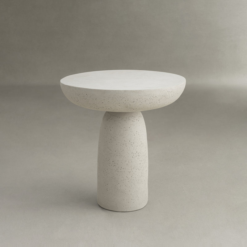Pedestal End Table, White