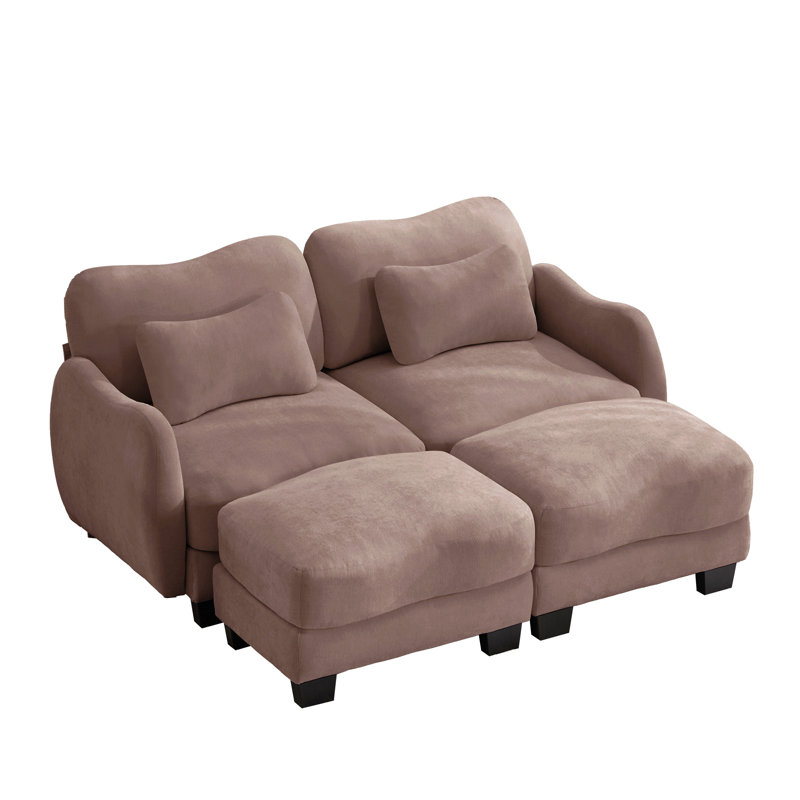 Canapé de soutien en chenille avec coussin de taille délicate et repose-pieds mobile, conception ergonomique incurvée, canapé modulaire facile à assembler pour le bureau du salon