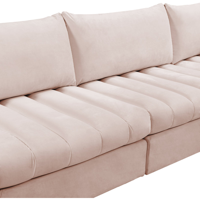 Hallelujah Velvet L-Shaped Sectional Reversible, Pink Velvet