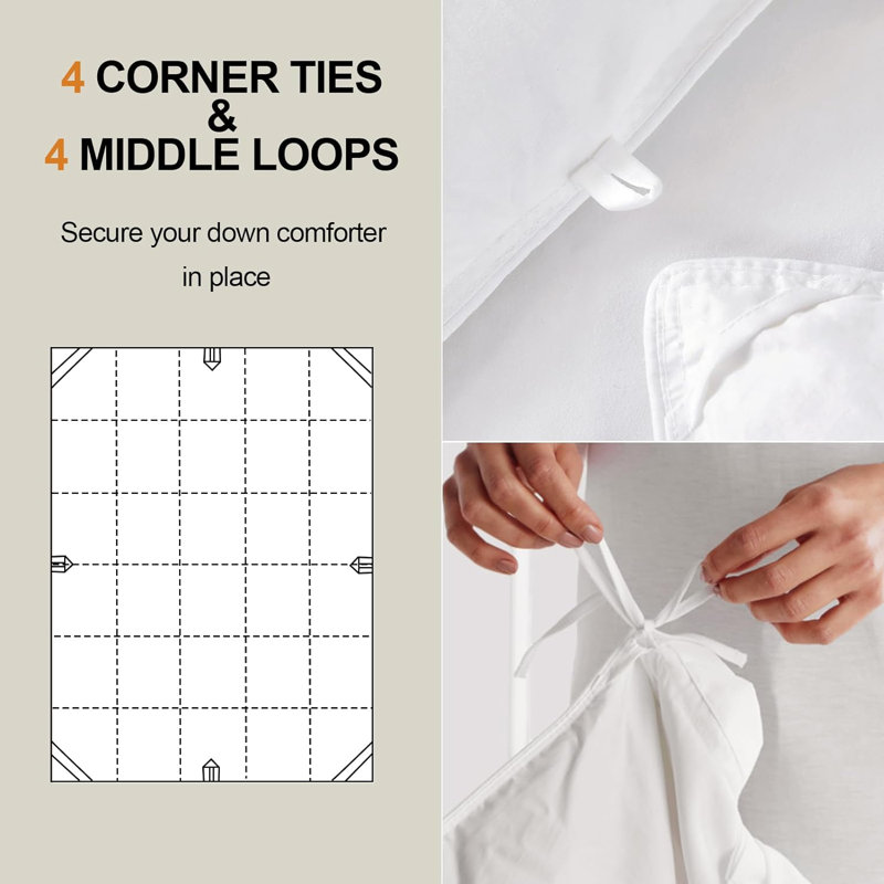 Insert de couette toutes saisons en mélange de plumes et de duvet 100% coton biologique à chaleur moyenne